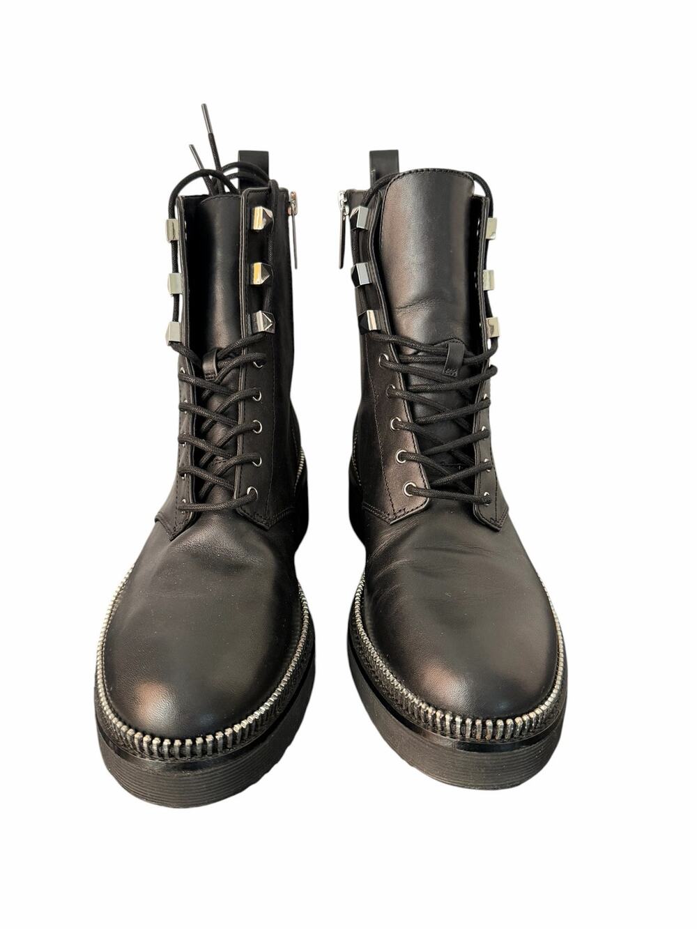 Michael Kors Woman Black Leather Lace Up Combat Boots Size 9.5